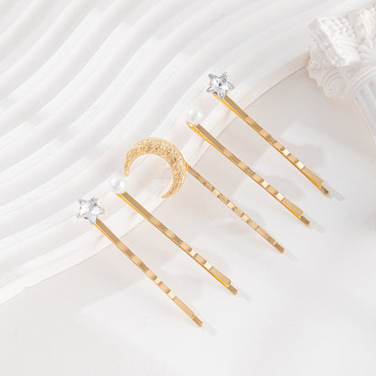 Pince à cheveux tendance en forme d'étoile avec strass et perles pour femme