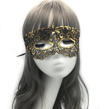 Women Simple Hollow Lace Half Face Mask for Halloween