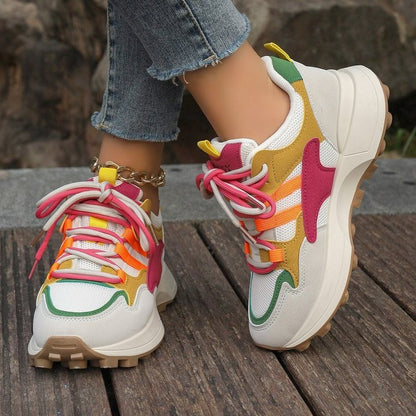Women Casual Contrast Color Platform Sneakers