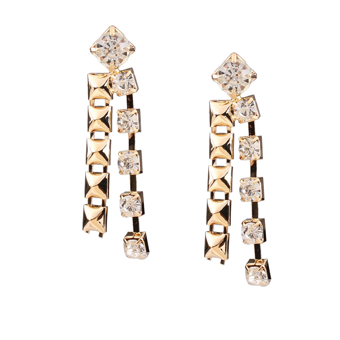 Conjunto de collar y pendientes con borlas y diamantes de imitación para mujer