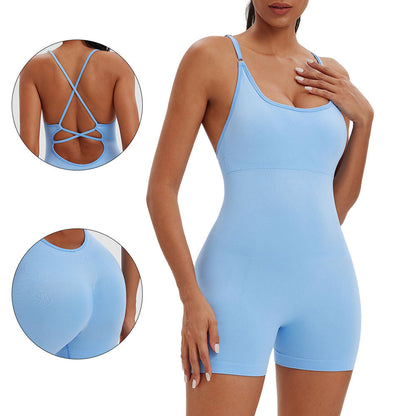 Women Sexy Solid Color Seamless Yoga Rompers