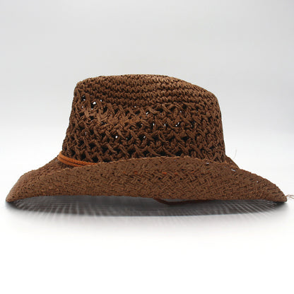 Sombrero de paja de playa informal retro para mujer