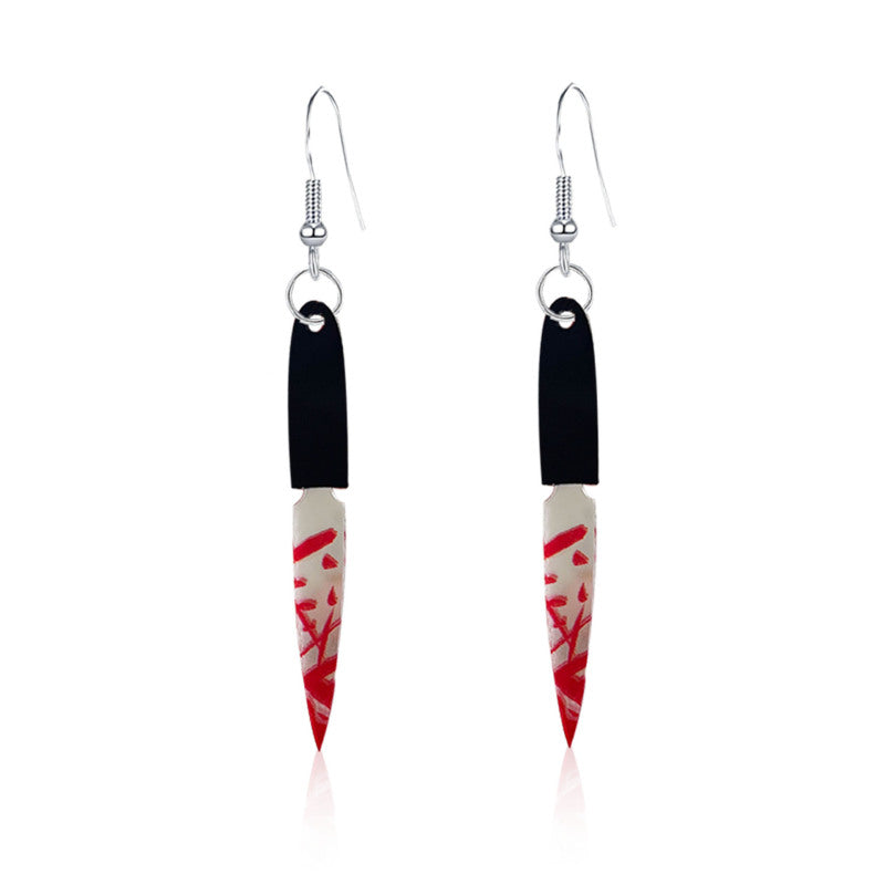Pendientes acrílicos con forma de corazón sangrante para Halloween, divertidos y creativos.