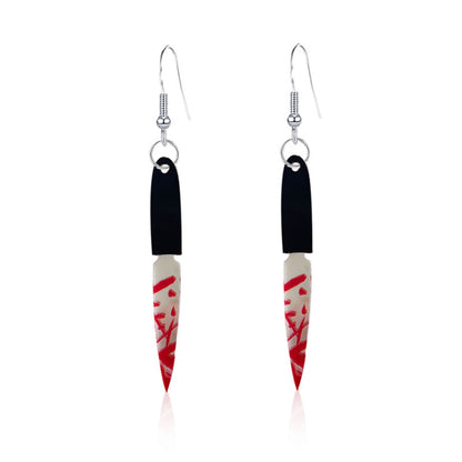 Pendientes acrílicos con forma de corazón sangrante para Halloween, divertidos y creativos.