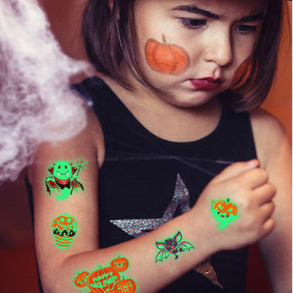 Ensemble de tatouages temporaires lumineux pour enfants, autocollants et décorations d'Halloween