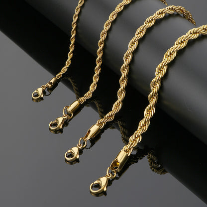 Men Fashion Titanium Steel Twist Chain Bracelet