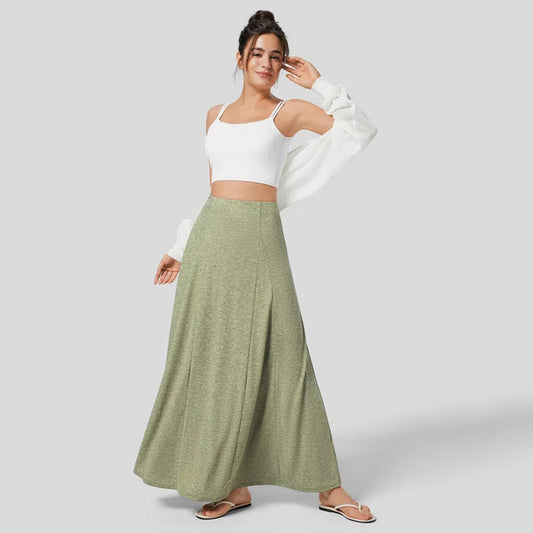 Falda holgada de punto de color liso informal a la moda para mujer