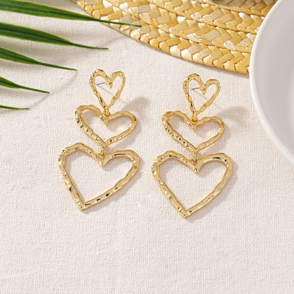 Fashion Alloy Heart-Shaped Line Earrings