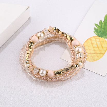 Conjunto de pulseras de perlas de cristal natural de estilo bohemio