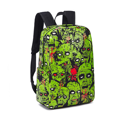 Women Fashion Halloween Print Skull Pattern Canvas Backpack