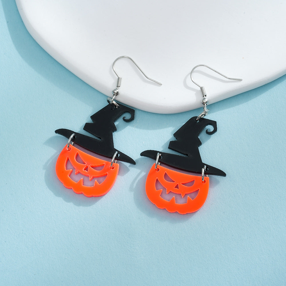 Pendientes acrílicos personalizados con sombrero de bruja de Halloween