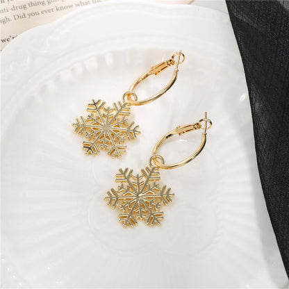 Women Fashion Simple Hollow Snowflake Earrings