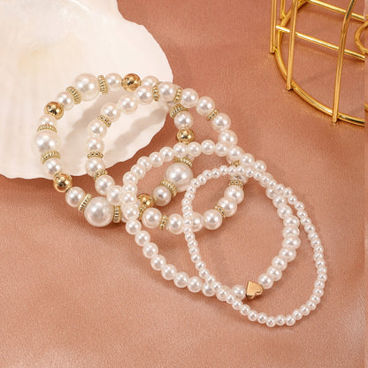 Conjunto de pulseras de perlas de amor de moda para mujer