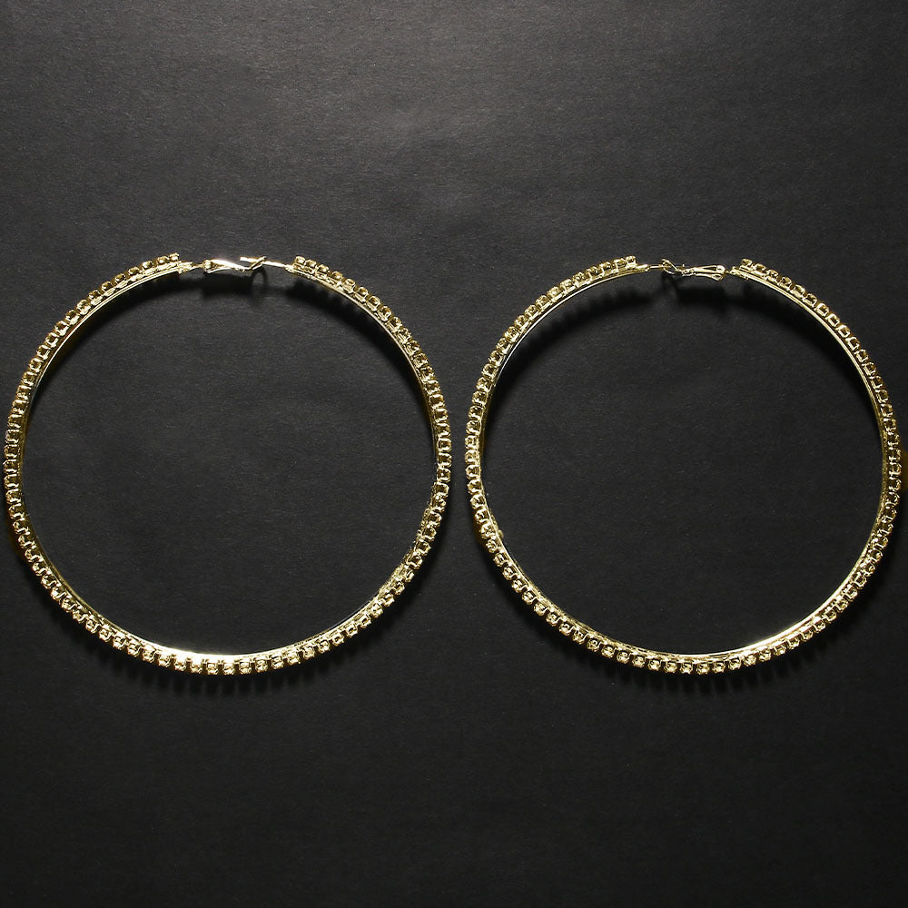 Fashion Exaggerated Hoop Earrings Rhinestone Geometry Style