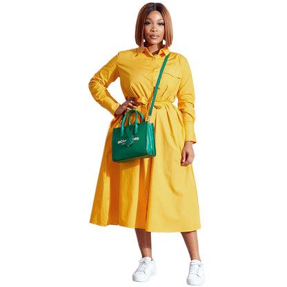 Women Casual Solid Color Long Sleeve Dress