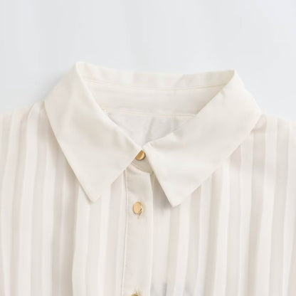 Vestido camisero plisado midi con cinturón de moda informal de verano para mujer