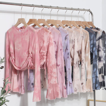 Women Fashion Summer Vacation Tie Dye Blouse