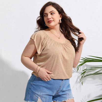 Camiseta informal de manga corta de mezcla de algodón para mujer