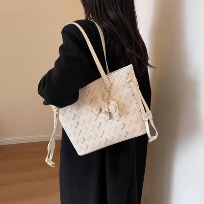 Bolso de mano de PU de gran capacidad con estampado retro a la moda para mujer para uso diario