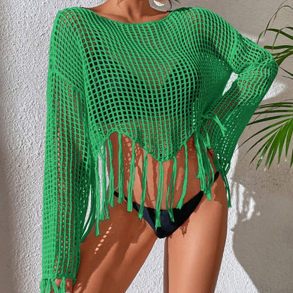 Vestido de baño sexy de color sólido con aberturas para mujer
