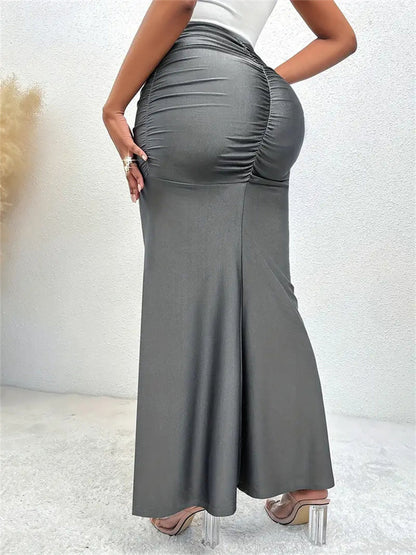 Women Fashion Solid Color Elastic Waist Fishtail Skirt