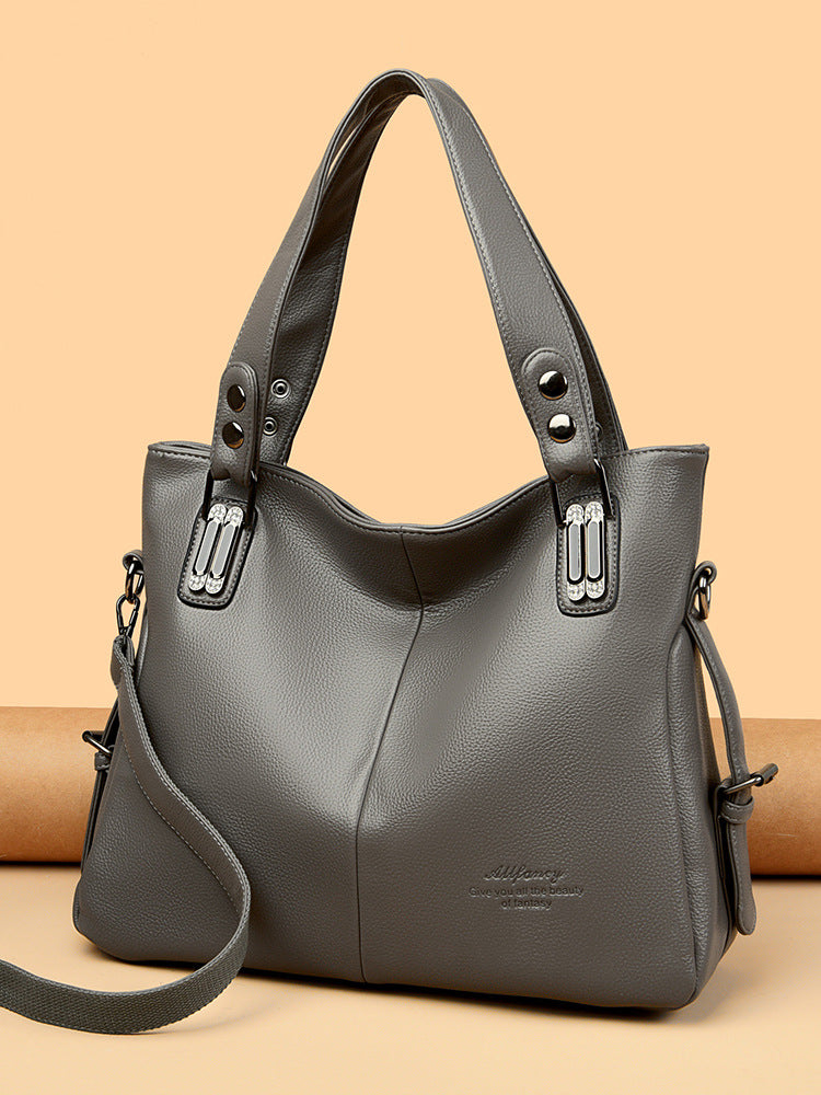 Sac à main en PU de grande capacité, décontracté et tendance, couleur unie, pour femmes