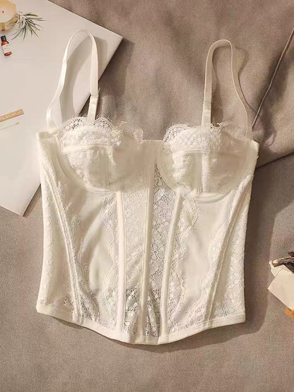 Women Fashion Sexy Solid Color Lace Corset Camisole