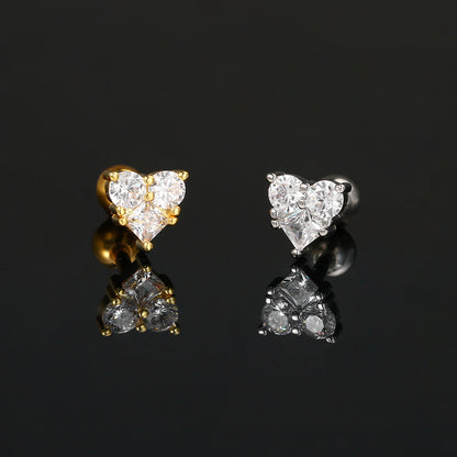 Zircon Butterfly Heart-Shaped Titanium Steel Earring