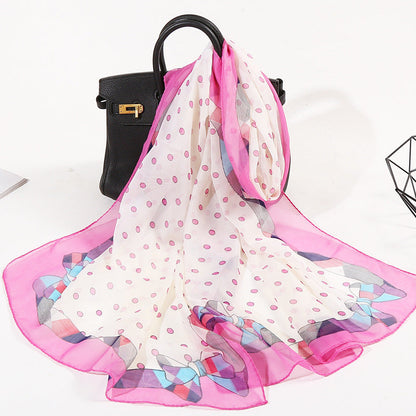 Bufanda de gasa con bloques de color para mujer, moda primavera-verano