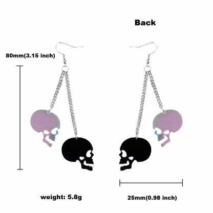 Pendientes de borlas de calavera acrílica de moda para Halloween para mujer
