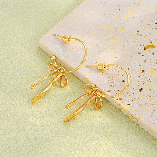 Women Fashion Simple Creative Bowknot Earrings