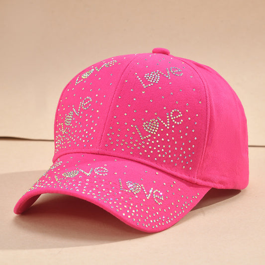 Gorra de béisbol con visera de sol y diamantes de imitación para mujer