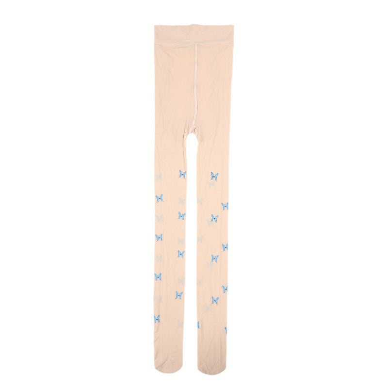 Women Fashion Sexy Oil Bright Butterfly Letter Printed Stockings
