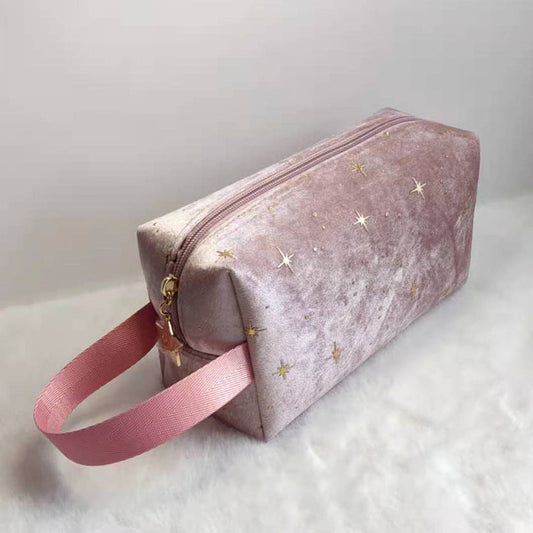 Neceser de terciopelo con cremallera para mujer