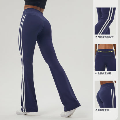 Leggings deportivos de moda de yoga con rayas laterales para mujer