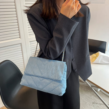 Bolso de hombro vaquero de gran capacidad, sencillo y elegante
