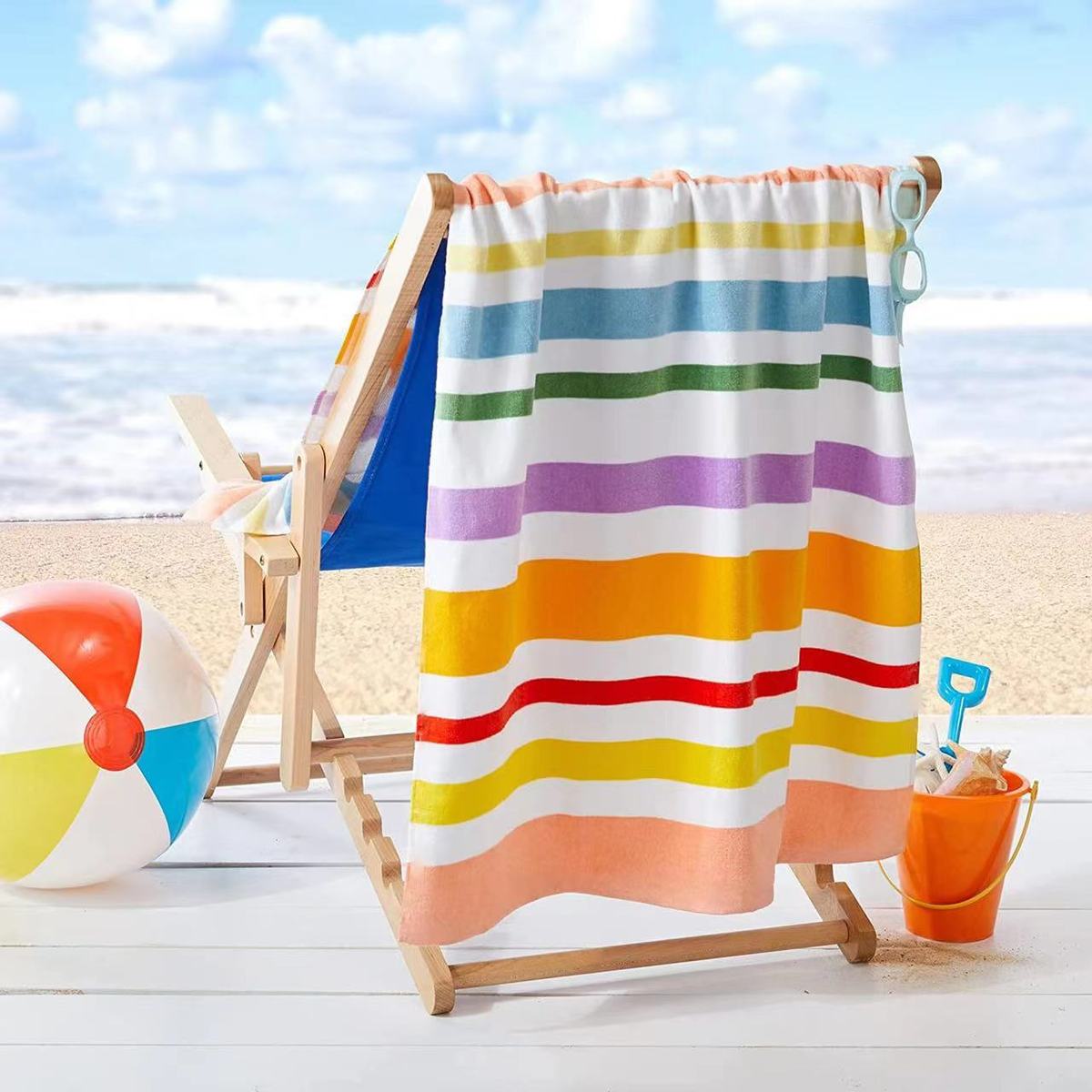 Toalla de playa de secado rápido con estampado de rizo de doble cara
