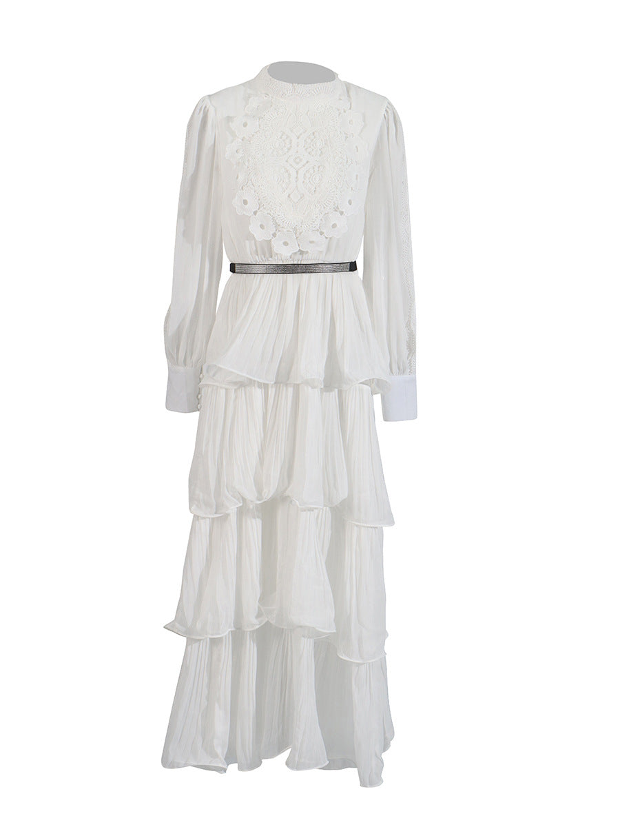 Vestido largo retro elegante de encaje bordado