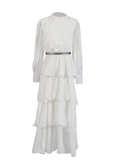 Vestido largo retro elegante de encaje bordado