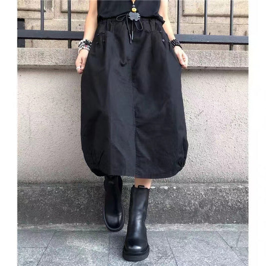 Falda midi de corte A de color liso a la moda de verano para mujer