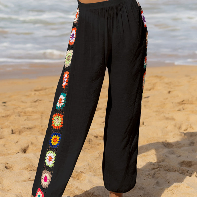 Pantalones anchos de algodón de color liso para mujer, informales, para vacaciones
