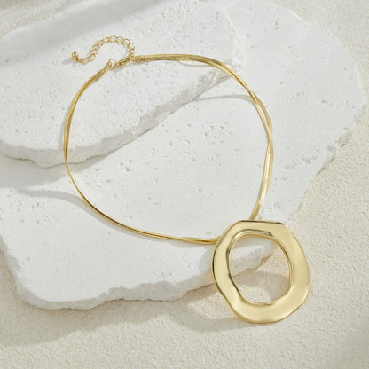 Collar con colgante geométrico de aleación de moda para mujer en oro y plata