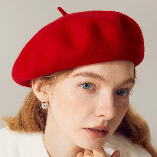 Women Fashion Elegant Solid Color Wool Beret Cap