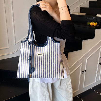 Sac fourre-tout décontracté à rayures pour femme, grande capacité