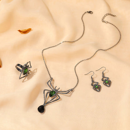 Halloween Women Fashion Exaggerated Retro Green Alloy Necklace
