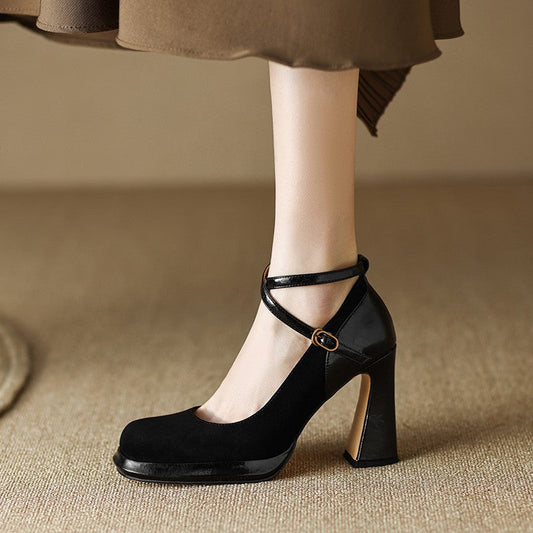 Zapatos Mary Jane vintage con tiras cruzadas y punta cuadrada
