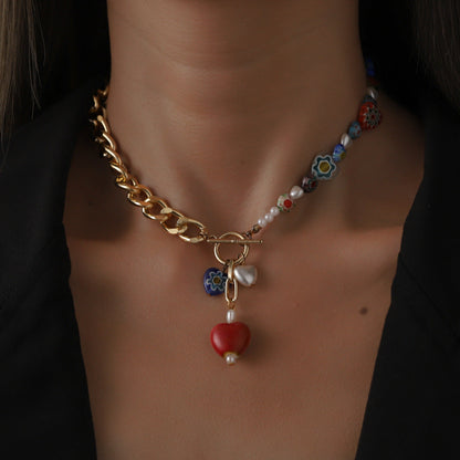 Collar elegante de perlas con forma de corazón de Bohemian Glaze