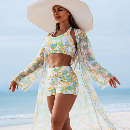 Women Fashion Print Swimsuit Three-Piece Set