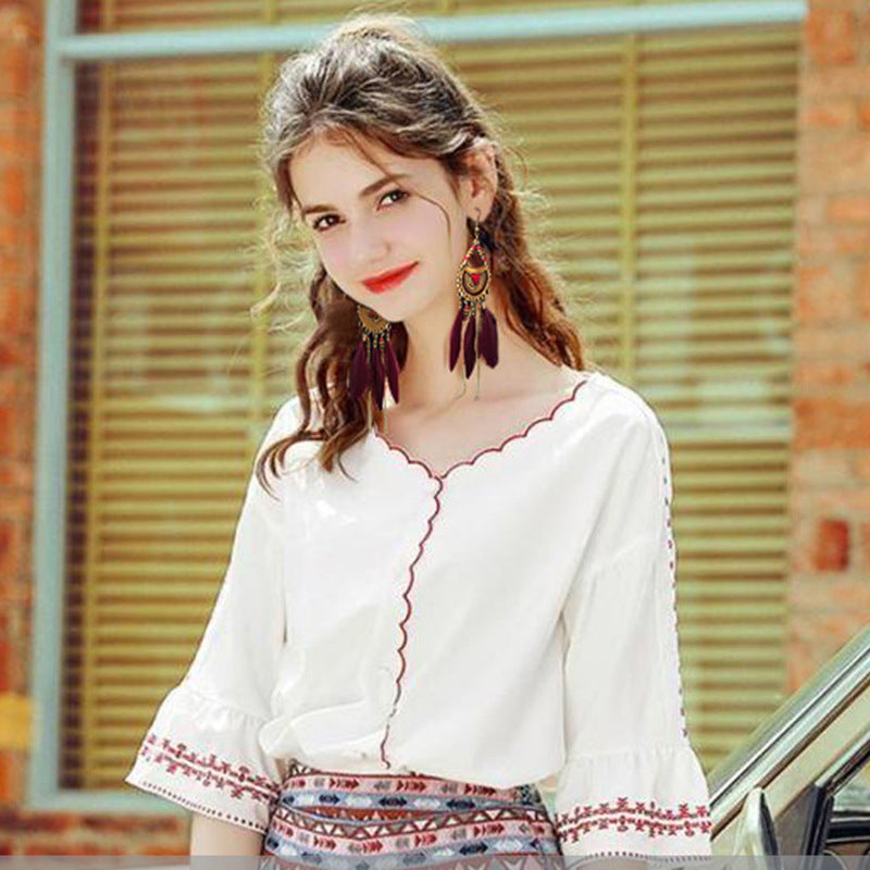 Bohemian Ethnic Style Retro Tassel Feather Earrings