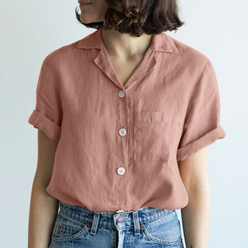 Blusa casual de color sólido de moda para mujer